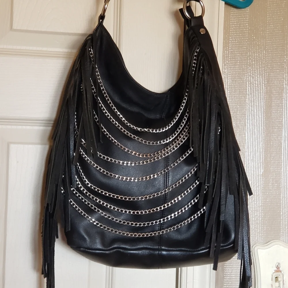 Black leather sachel. - Picture 4 of 12